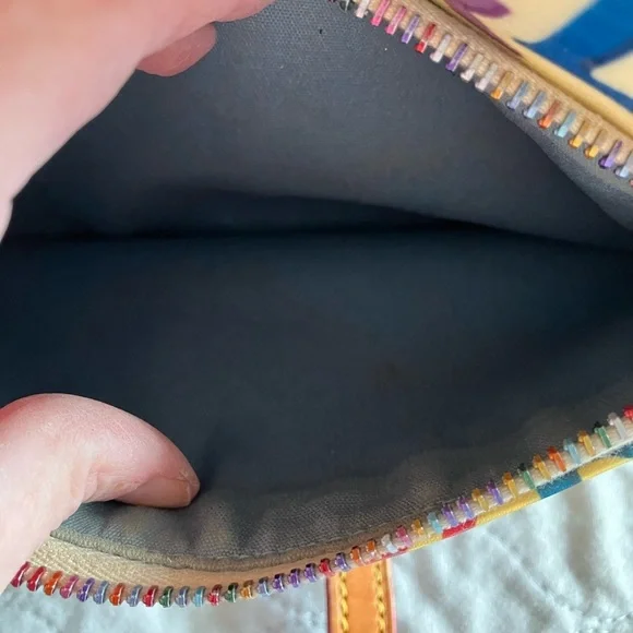 DOONEY & BOURKE Vintage Letter Carrier Crossbody. 8.5”x9”. Rainbow zippers. - Picture 7 of 12